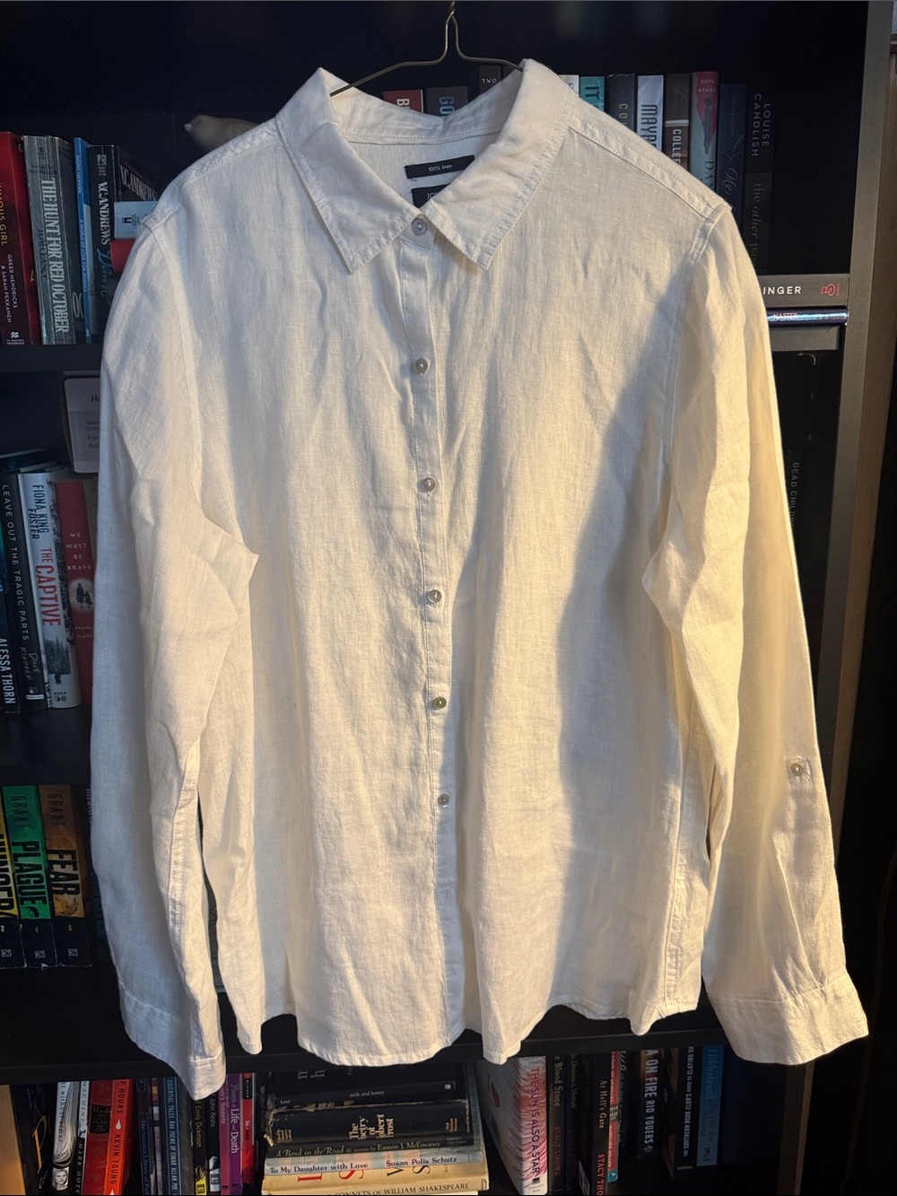 Beautiful Jones New York White Linen Button-Down Shirt
